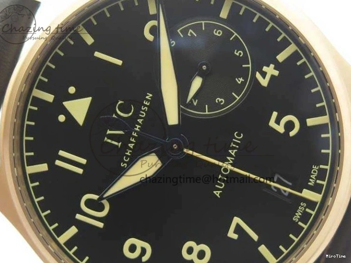 MIROTIME 0123 Big Pilot IW510301 Satin-Polished RG YLF Best Edition Black Dial On Leather Strap A Flexible 7222